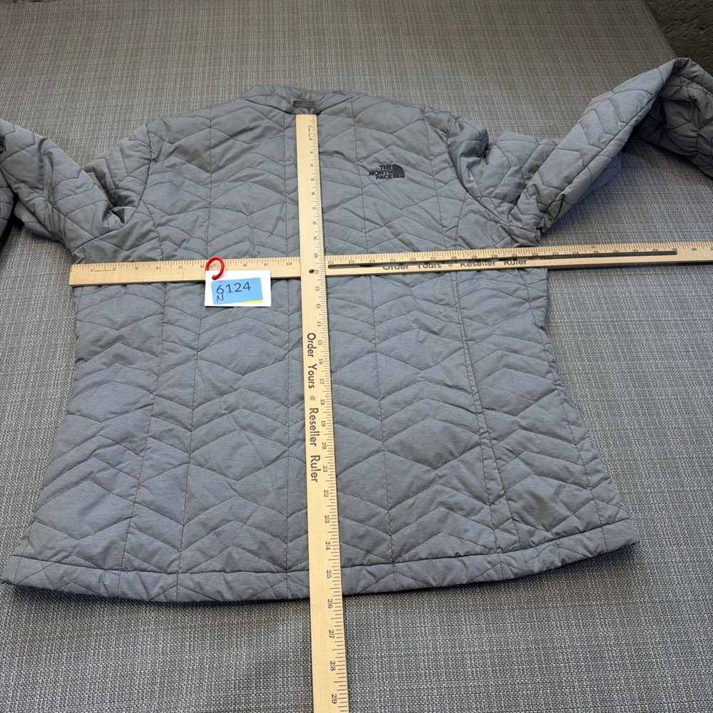 North Face Grey Quilted Jacket Womens XL Full Zip Lightweight * - Picture 7 of 11